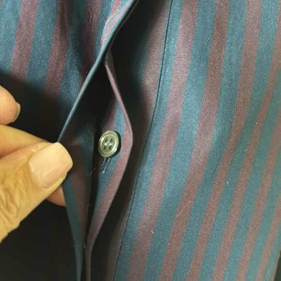 XANDER Midi Shirt Dress Womens 10 Navy/Maroon Pleated skirt Cotton Preppy Retro - Picture 7 of 9